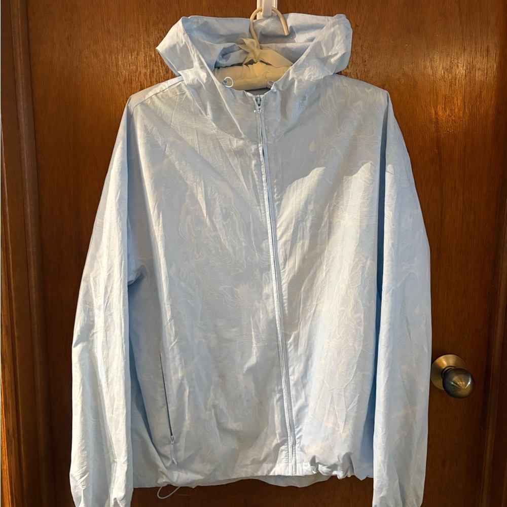Light Blue Hooded Windbreaker Jacket